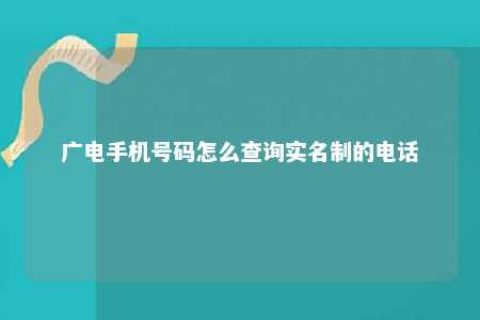 广电手机号码怎么盘问实名制的电话