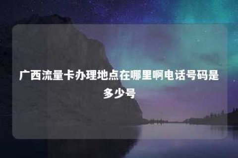 广西流量卡治理所在在那里啊电话号码是几多号