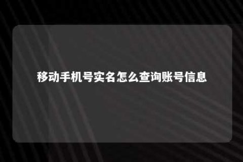 移下手机号实名怎么盘问账号信息