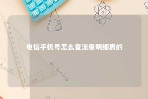 电信手机号怎么查流量明细表的